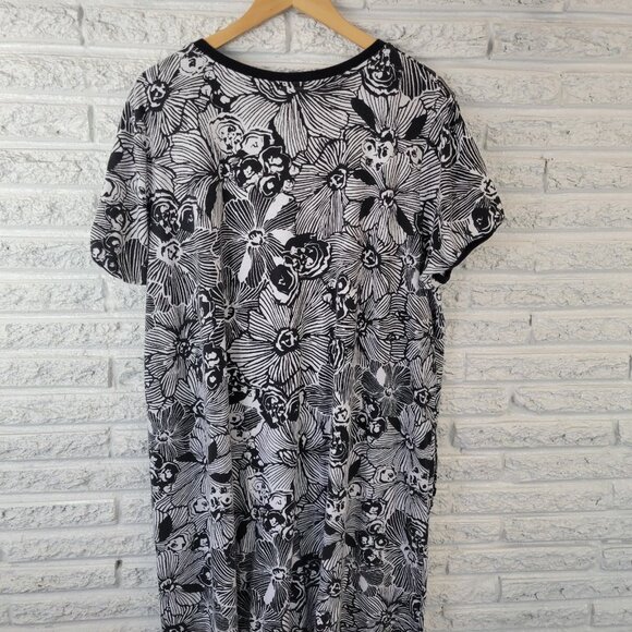 Dreams Co Womens Dress 2X Petite Plus Midi Black Floral Cotton Blend SWE32E - Picture 7 of 12